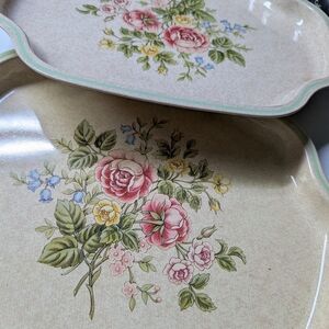 Avon Floral Vanity Tray Set in Pink and Green